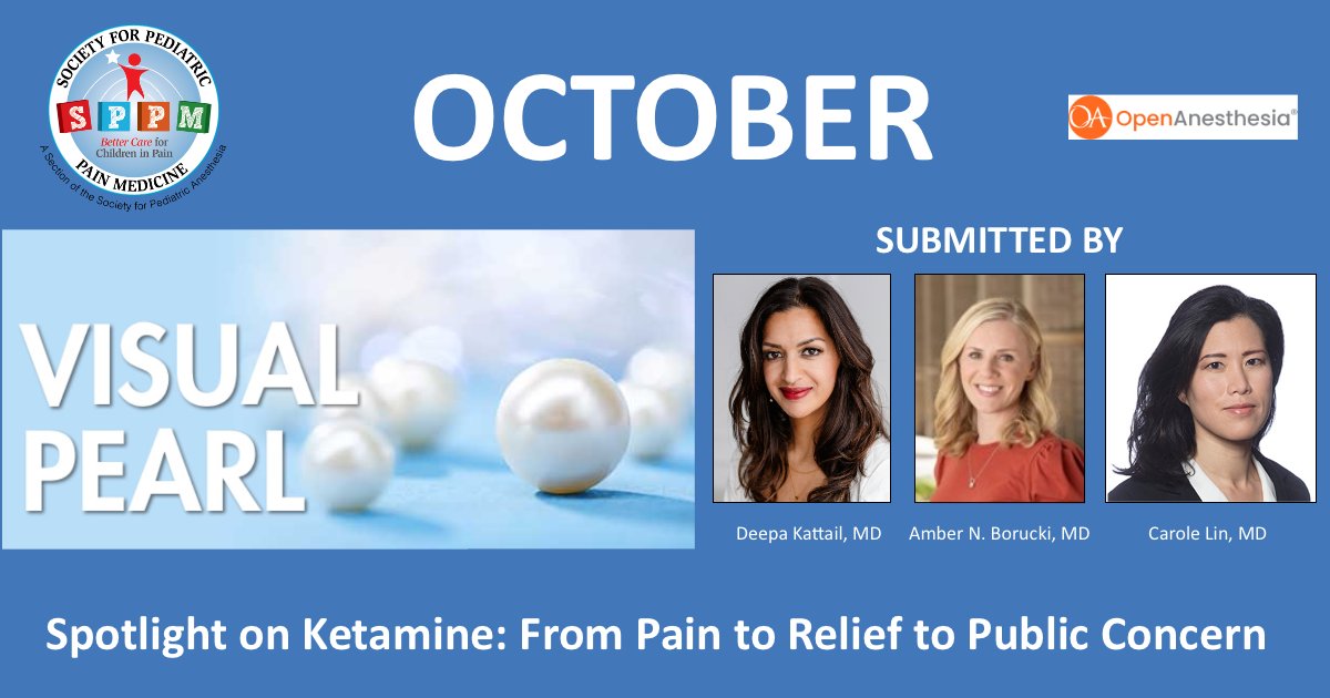 The October Visual Pearl, Spotlight on Ketamine: From Pain to Relief to Public Concern, educates clinicians, researchers, psychologists, and allied health practitioners interested in pediatric pain management.
View the Pearl: pedspainmedicine.org
#PedsPain #MedicalEducation