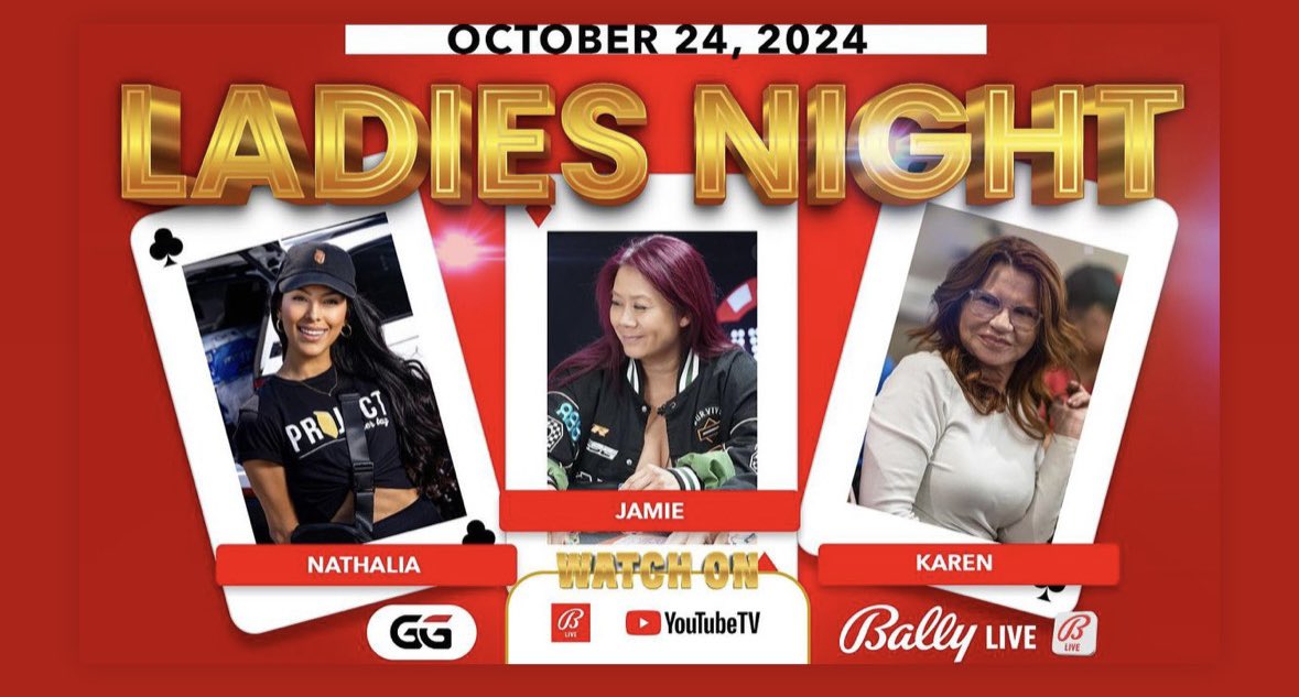 Today 12:30PM PT Cheers to the girls, night out, and no boys allowed! High Stakes Poker Ladies Night Pot Limit Omaha on Live at the <a href="/CommerceCasino/">The Commerce Casino & Hotel</a> sponsored by <a href="/GGPoker/">GGPoker</a> ! 

youtube.com/live/gGSrl3Tms…