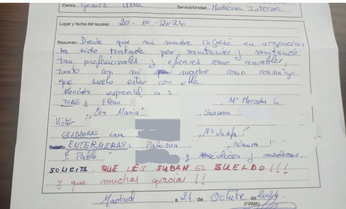 Voy a dejar una sugerencia en atención al paciente.