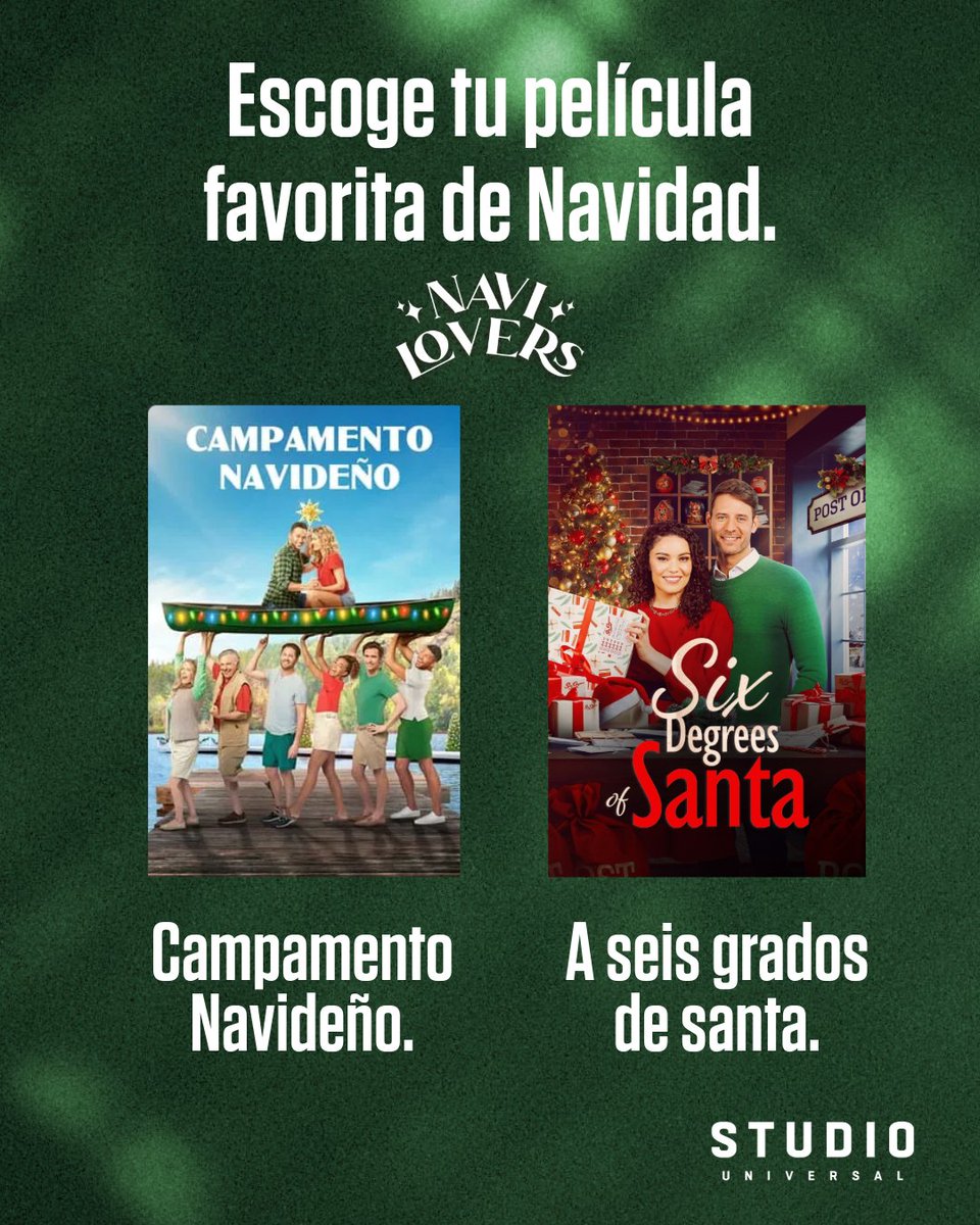 #Navilovers sigue votando por tu peli favorita de Navidad  
🚨 Pendiente a nuestras próximas publicaciones daremos fecha del inicio de nuestras películas por #StudioUniversal. 🎄❄️