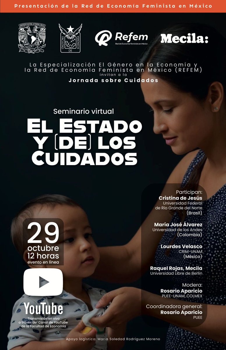 Les agradecemos si nos ayudan a difundir esto sobre políticas públicas del cuidado. ¿Cuál debe ser el papel del Estado sobre los cuidados? ¿cómo? ¿qué tipo de intervención pública queremos? Vengan a conversar con nosotras! (evento virtual)