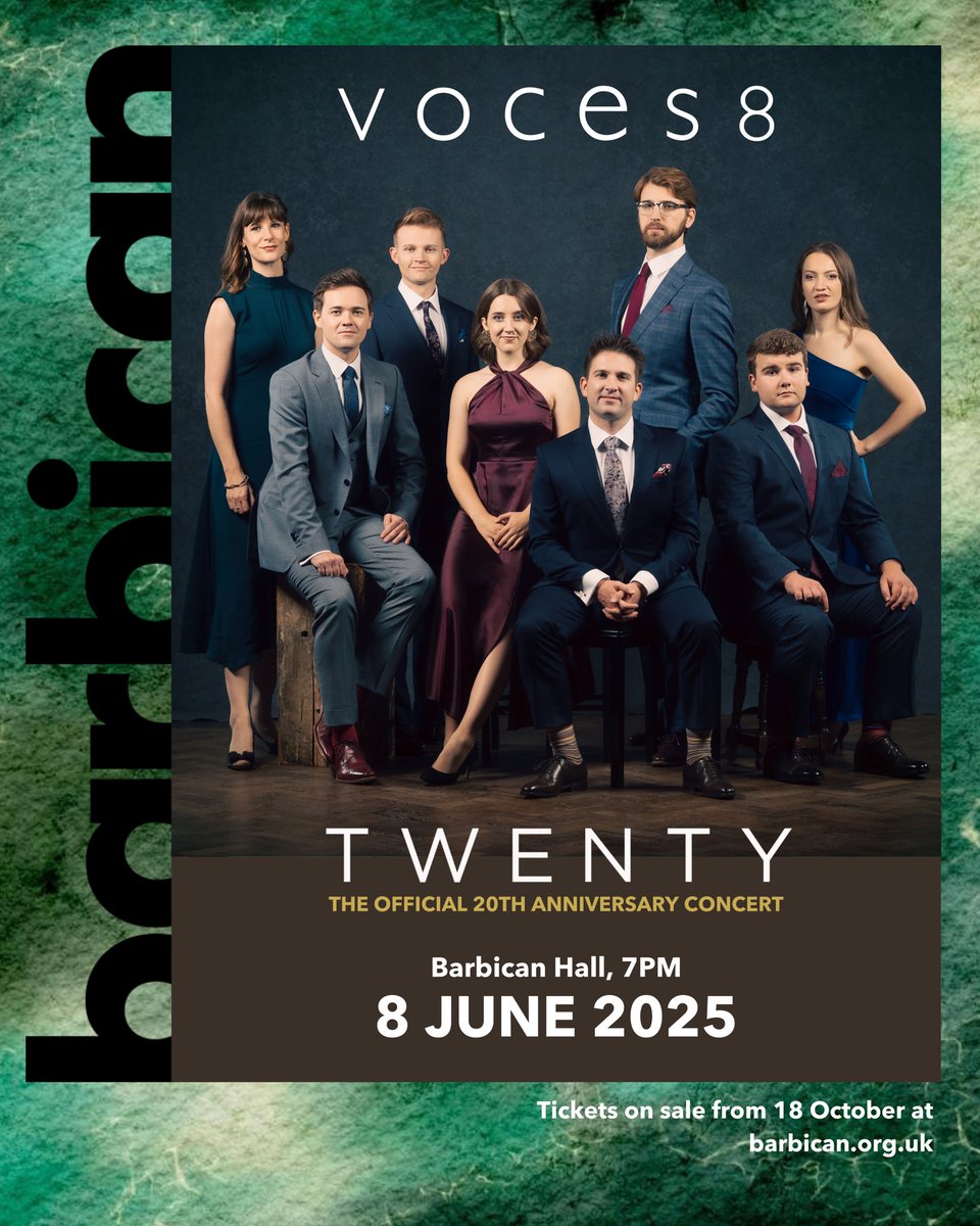 VOCES8 (@voces8) on Twitter photo Tickets for our 20th anniversary celebration concert at <a href="/BarbicanCentre/">Barbican Centre</a> are on sale now!
🎟️ barbican.org.uk/whats-on/2025/… Tickets for our 20th anniversary celebration concert at <a href="/BarbicanCentre/">Barbican Centre</a> are on sale now!
🎟️ barbican.org.uk/whats-on/2025/…