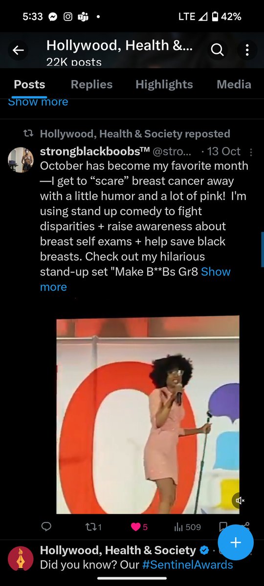strongblkboobs's tweet photo. I appreciate the re-tweet @HollywdHealth! Thx from #StrongBlackBoobs for being my #StrongWhiteSupportBra! 😂  The most painful part of my journey has been the feeling of irrelevance around Black cancer—that the issue is neither being recognized nor prioritized. The breast cancer experience for Black women is different, and the disparities show it. So every time our stories are heard, it gives WOC a shot at a better life & healthy boobs!  Thx for making me and the issue "seen."