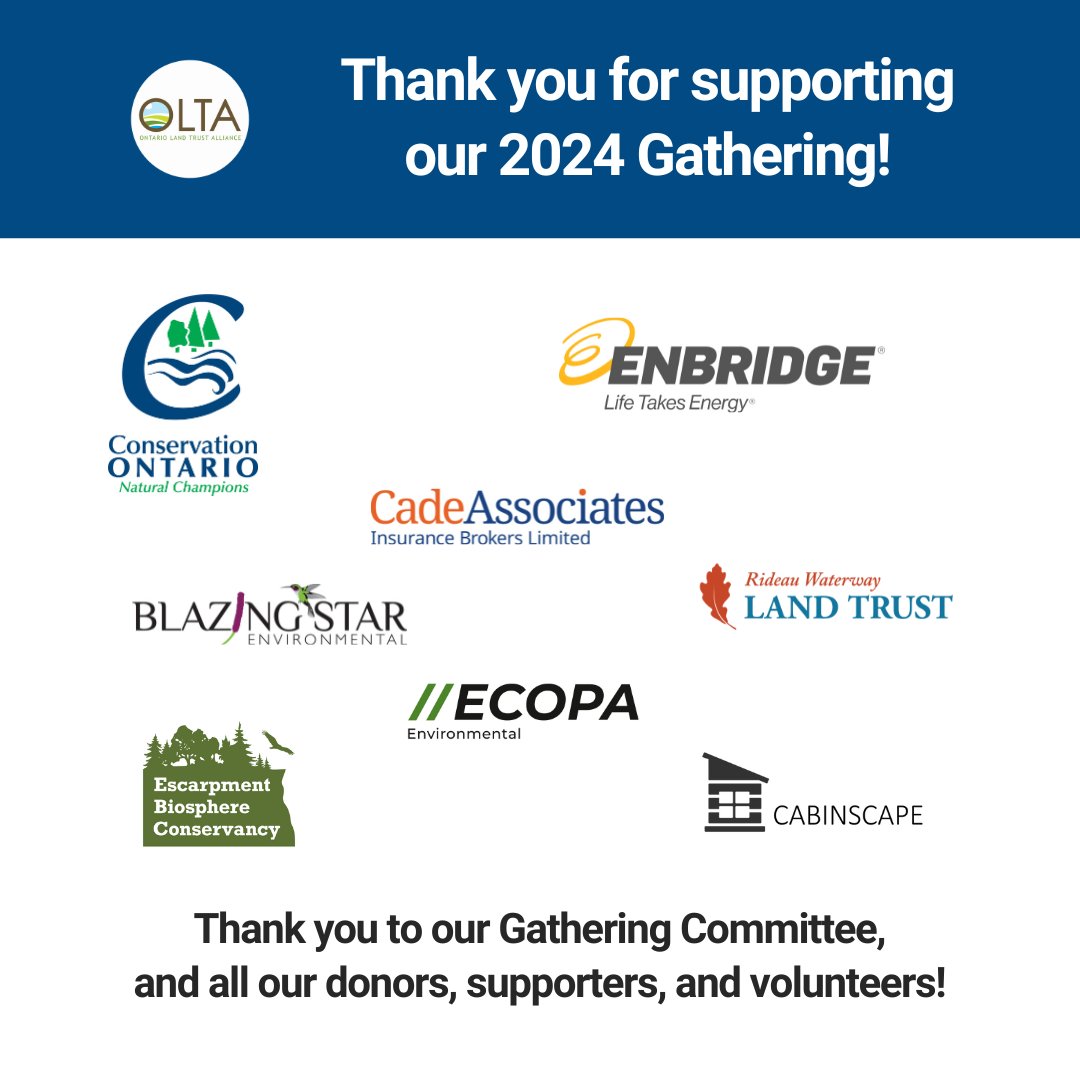 🌟 A Heartfelt Thank You from Ontario Land Trust Alliance 🌟

As we anticipate our 2024 Annual Gathering next week, we extend our deepest gratitude to those who are making it possible.  🌍💚
#OLTAGathering2024 #CommunityImpact
