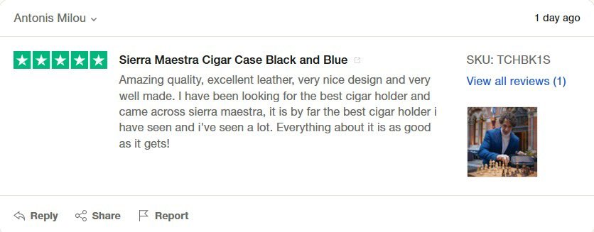 thecigarholder's tweet photo. ⭐️⭐️⭐️⭐️⭐️ ‘By far the best cigar holder I’ve seen!’
Thanks, Antonis, for the glowing review on our Sierra Maestra Cigar Case.
Craftsmanship that speaks for itself. #SierraMaestra #CigarAccessories #LuxuryLeather #CustomerFeedback #cigargifts #cigarcase #giftsforhim https://t.co/UfuqDxzo6B