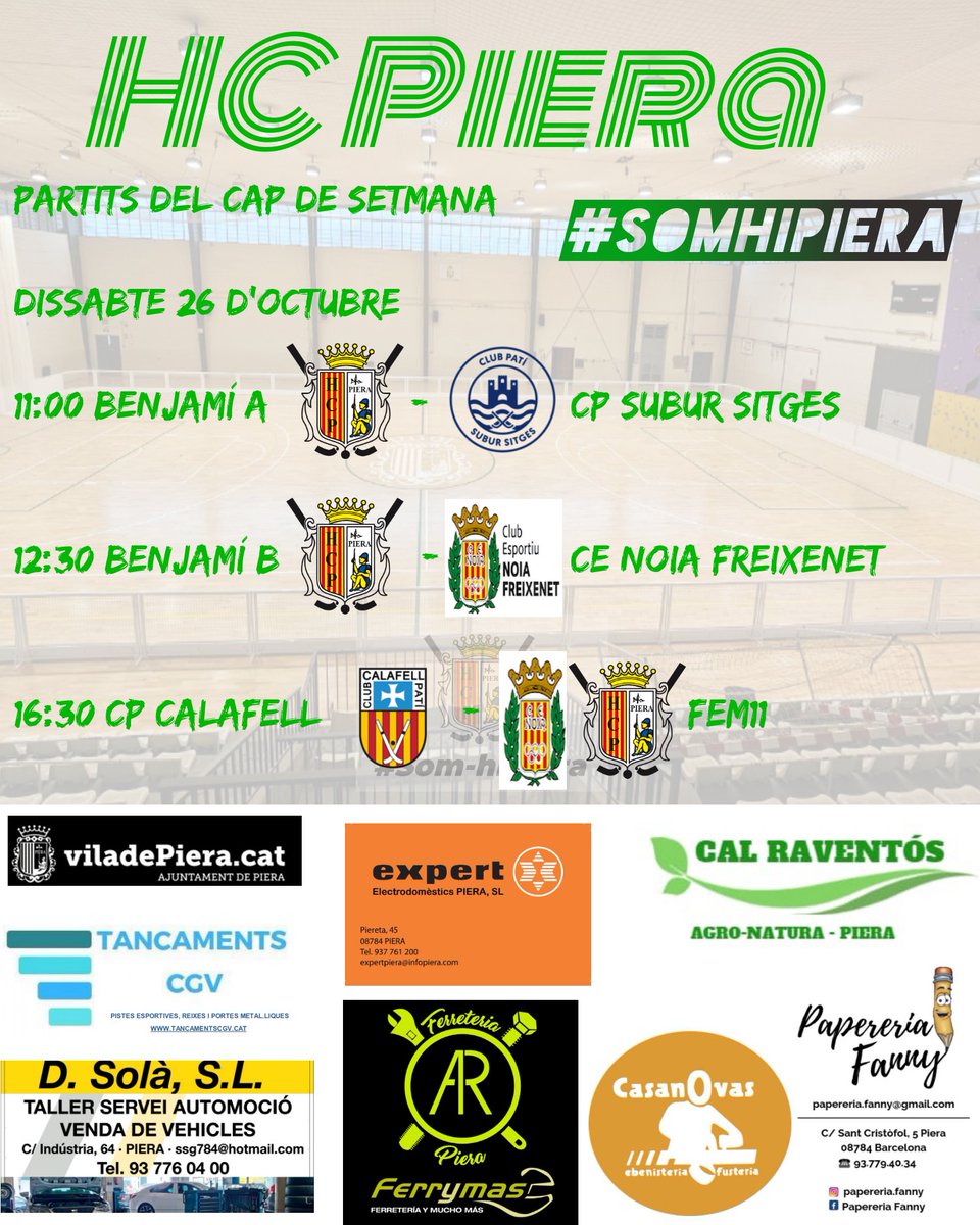 HCPiera's tweet photo. 🏑🛼Aquests son els partits per el cap de setmana🛼🏑
#somhipiera🤍💚💪🏻🤍💚 https://t.co/tzLlnvMAy5