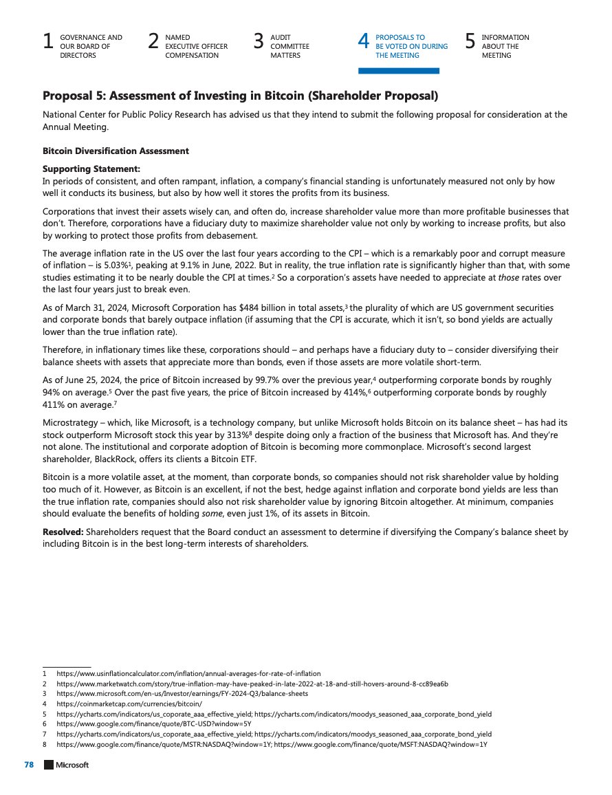 tier10k's tweet photo. Context:

Proposal made by somewhat whacky 'Project 2025' advisory board member think tank

MSFT board recommends voting against because they already 'evaluate a wide range of investable assets' incl Bitcoin https://t.co/xt585a6deS