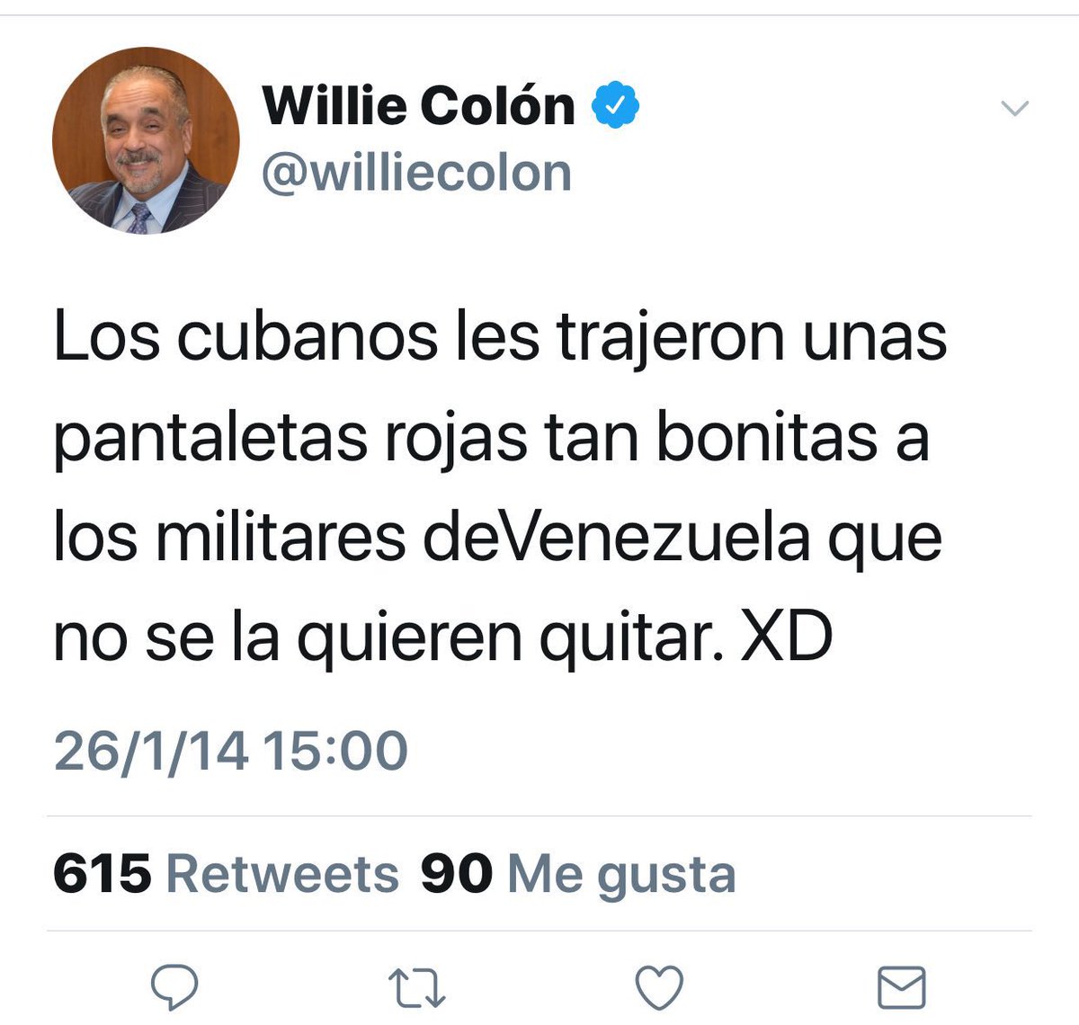 zuricht94's tweet photo. Imagínate @williecolon que le gustaron tanto las pantaletas cubanas a los militares venezolanos que aún hoy las llevan con orgullo. https://t.co/M3ZK0eVGKA