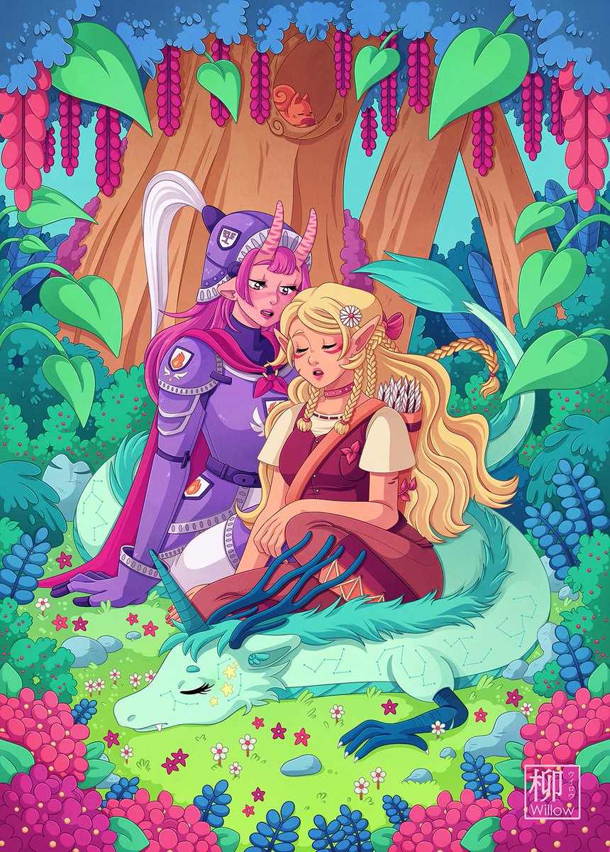 Willow_San's tweet photo. My illustration for the @DamesZine artbook "Fantasy Warriors". It was such a blast creating a new illustration for this collective artbook. There's so many great artists and all illustrations are absolutely stunning! *o*
Hope you'll like mine ❤️ https://t.co/Rn4JGAK7kE