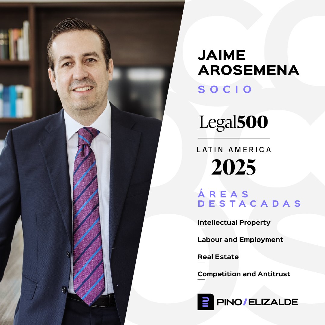 PinoElizalde's tweet photo. Felicitamos a nuestro Socio @jaimearosemenac por haber sido reconocido en el Ranking @thelegal500  para el año 2025 en las categorías de “Intellectual Property”, “Labour and Employment” , “Real Estate” y “Competition and Antitrust”. https://t.co/2sRhl4sESI