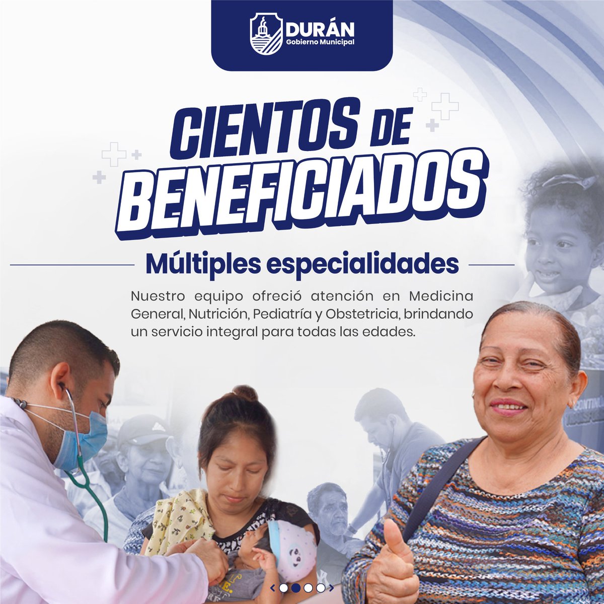 GobiernodeDuran's tweet photo. Esta semana en la segunda etapa de El Recreo, la salud llegó para todos. 

Gracias a nuestro alcalde @CHONILLOec, la Brigada Médica Integral atendió a más de 400 duraneños que recibieron consultas y medicamentos en especialidades como pediatría, nutrición y obstetricia. https://t.co/5FqesGbk16