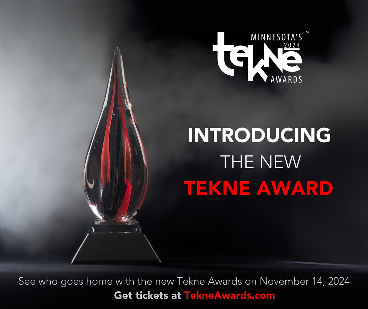 Technology has changed immensely in the last 26 years - we figured it was time for a change to the Tekne award too. Join us on November 14 to see who hoists this award on stage for their accomplishments toward Minnesota's tech industry. Reserve your spot: tekneawards.org