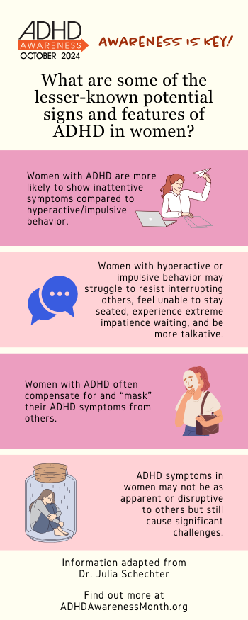 Unique factors make girls' experience with ADHD different: including psychological risks, eating disorders, and general inattentiveness.

adhdawarenessmonth.org/understanding-…

#ADHD  #adhdawarenessmonth  #adhdawareness #ADHDAwarenessMonth2024  #women  #girls  #adhdwomen #adhdgirls