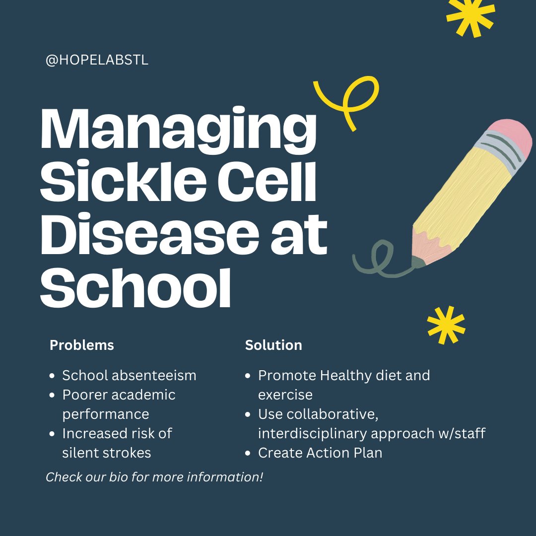 HOPELabSTL's tweet photo. Join us to learn essential tips for teachers, school nurses, and parents on supporting children with Sickle Cell Disease (SCD) at school. Together, we can ensure their safety and well-being! https://t.co/bN9jQLAqQC