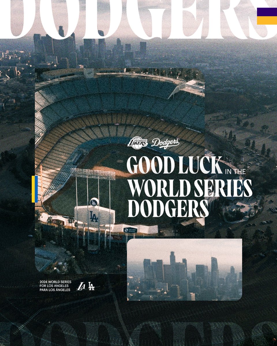 Lakers's tweet photo. Bring it home for LA, @Dodgers 💙 https://t.co/Xn3wPecAb1
