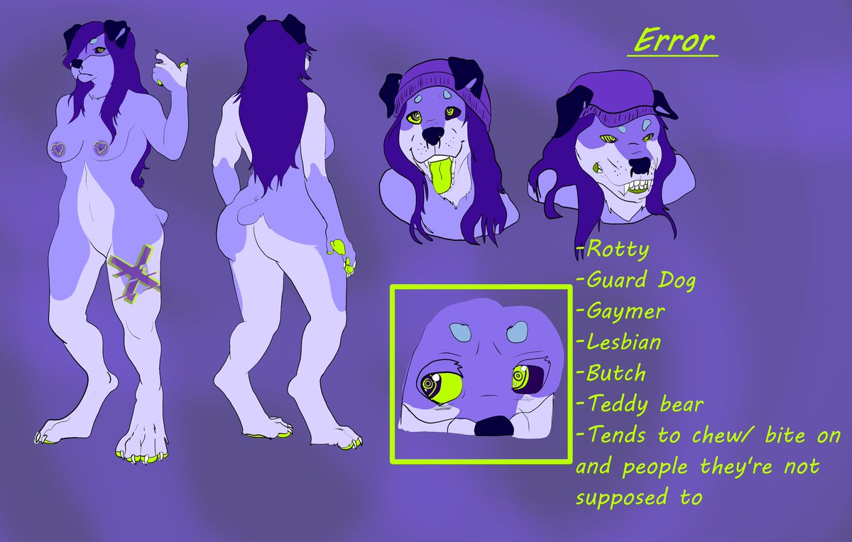 PawOffArt's tweet photo. Newest fursona. Error the Rottweiler 

I honestly can't seem to break away from using purples and green 🤷‍♀️ https://t.co/QlZDIBCNvj