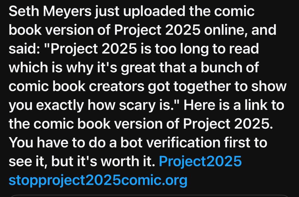 You like comic books, right? Take a look at this very important one. stopproject2025comic.org

#StopProject2025 #Comics #Project2025