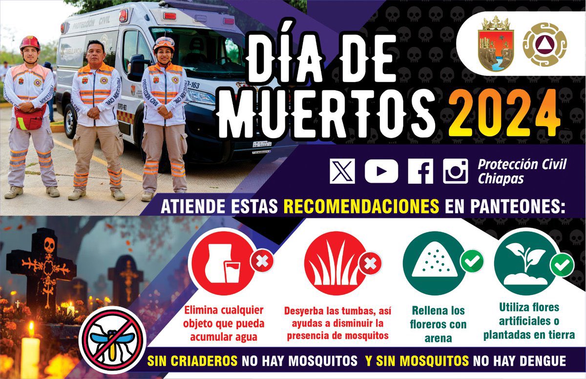 ChiapasInform's tweet photo. #ProtecciónCivil te invita a seguir las siguientes recomendaciones para una conmemoración del #DíaDeMuertos con responsabilidad.

#SomosPreventivos
#LaProtecciónCivilLaHacemosTodos 

@pcivilchiapas https://t.co/Nyeh2yxfBy