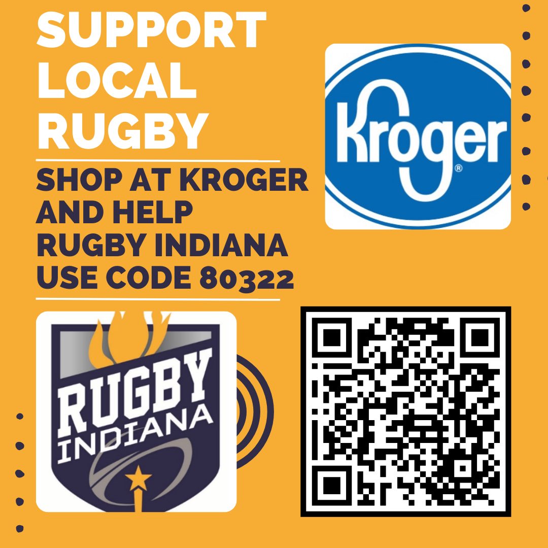 Go to Kroger Community Rewards, and search for “Rugby Indiana” or our organization number “80322”.

Funds from Kroger go to the growth fund to help pay for new certified coaches, offer new rugby programs, and more.
