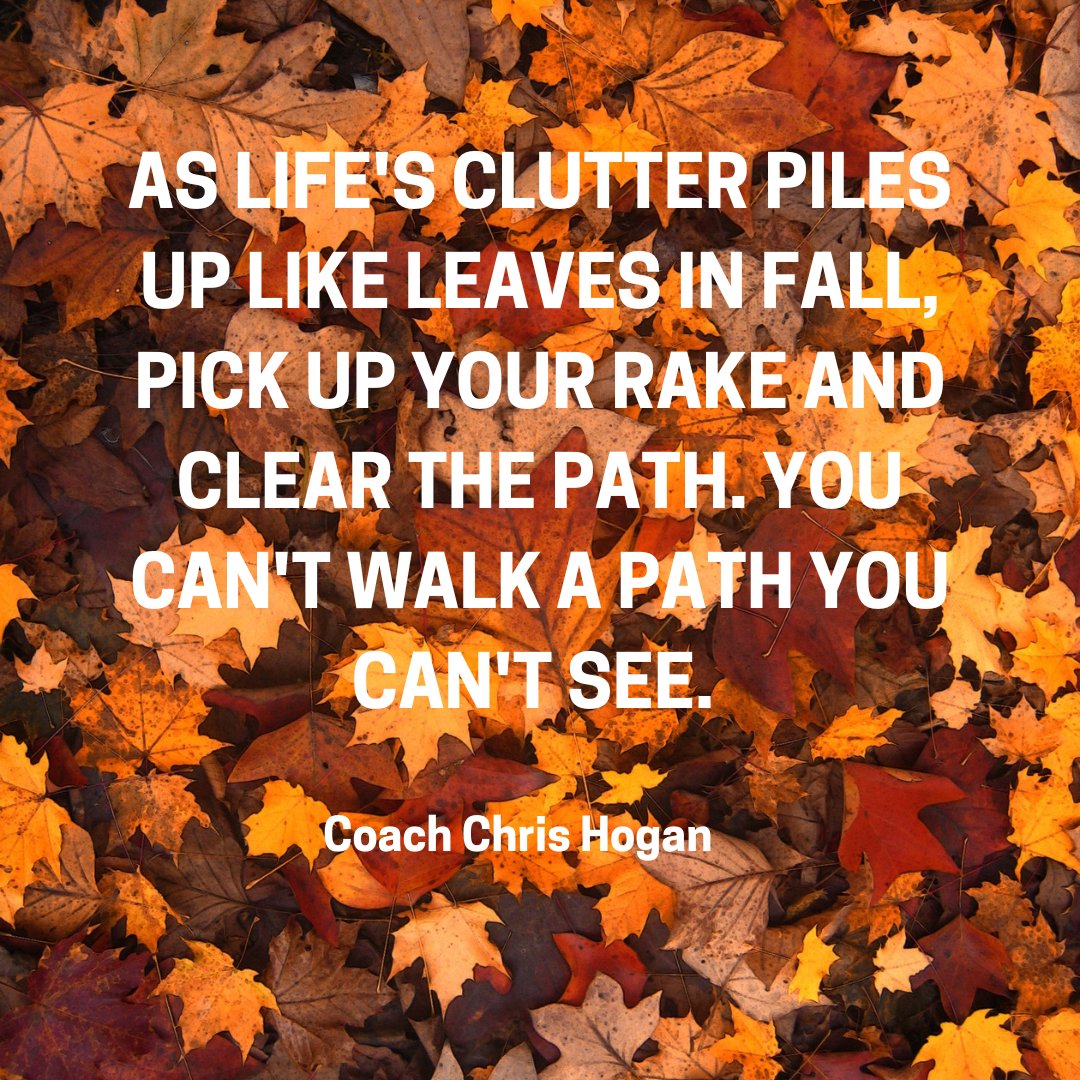 CoachChrisHogan's tweet photo. 🍂 The falling leaves of autumn remind us it's time to declutter our lives. As life's clutter piles up like autumn leaves, grab your rake and clear the way—you can't walk a path you can't see.
#WednesdayWisdom #Declutter #RakeFree #SeeThePath #Power #Purpose #CoachChrisHogan https://t.co/laGOLIDier