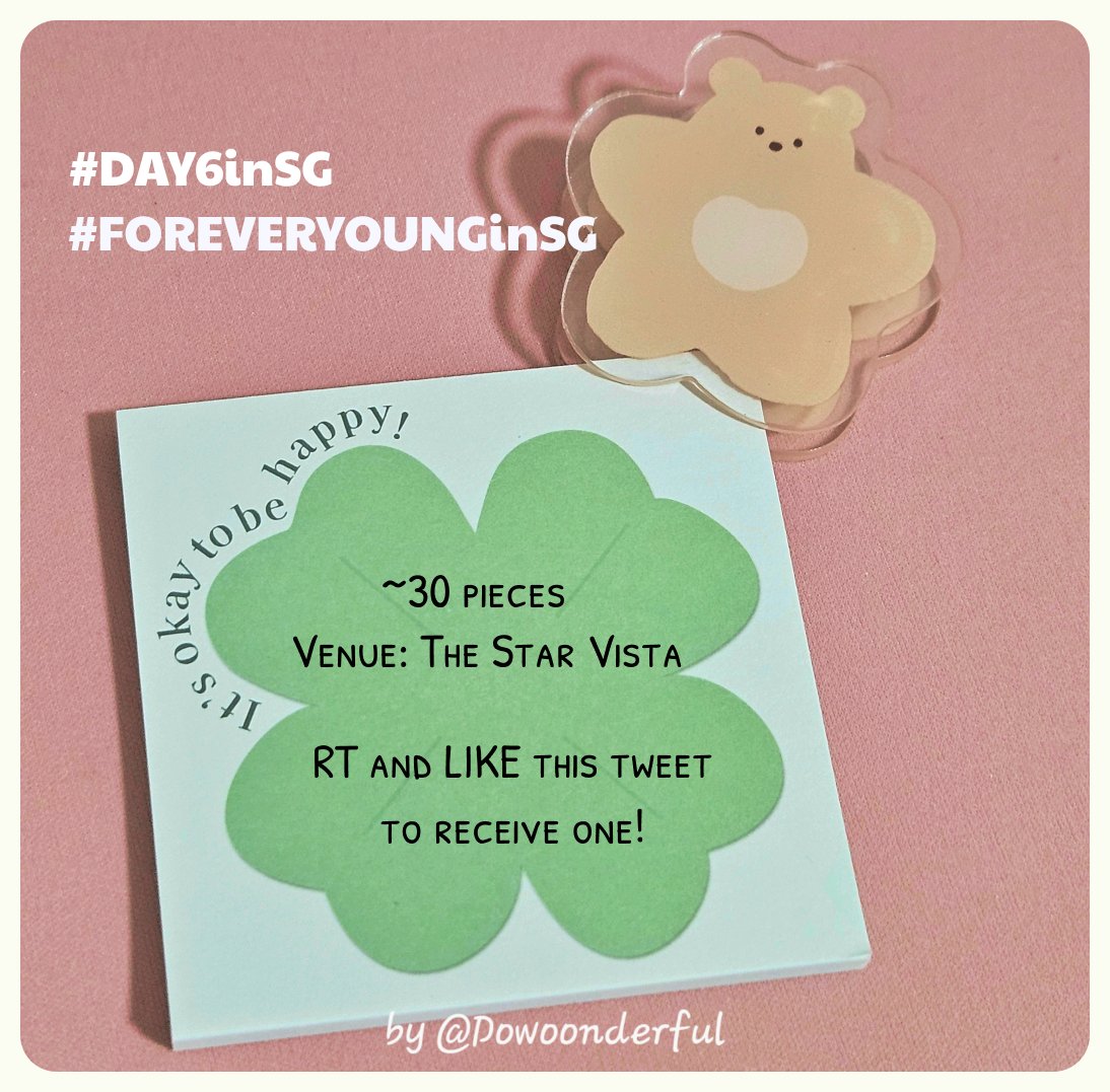 Dowoonderful's tweet photo. Free fansupport for #DAY6inSG #ForeverYounginSG! 

🍀🍀🍀🍀

✨️ 50pg memopad for manifestation!!!!!
✨️ Exact time and location TBA https://t.co/zjY3Ti4I7k