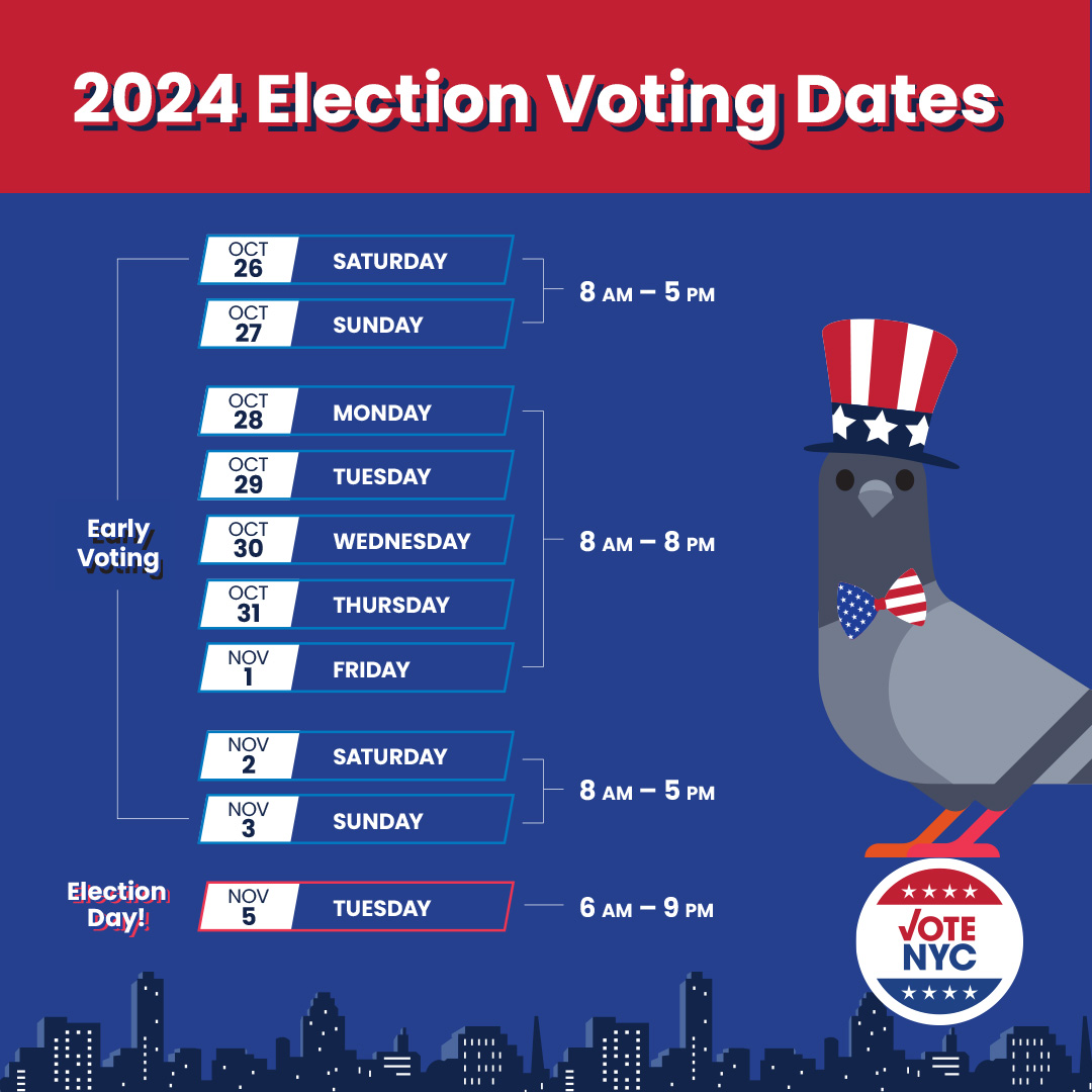 It’s Day 1 of Early Voting! Polls open today from 8am-5pm.

Find your poll site:
FindMyPollsite.Vote.NYC