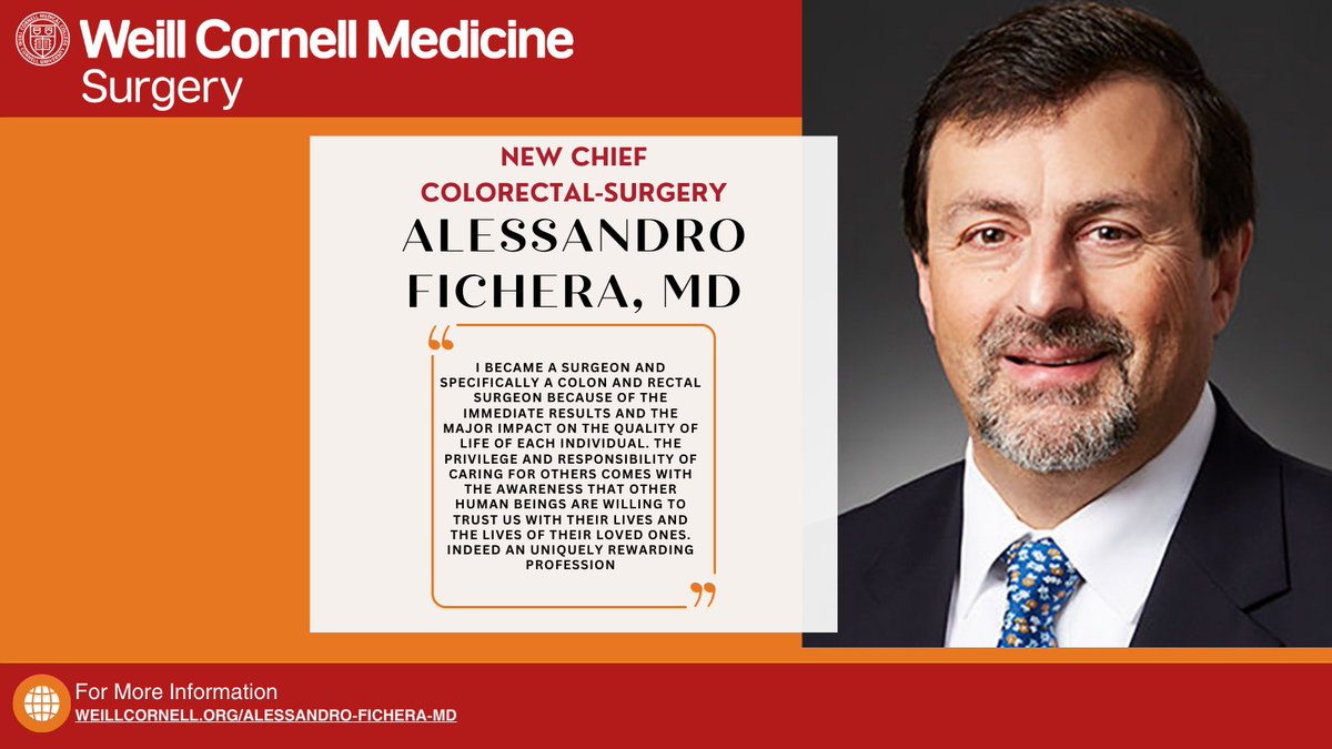 Weill Cornell Medicine Surgery (@wcmsurgery) on Twitter photo We welcome Dr. Alessandro Fichera to the Surgery Department, Division of Colon and Rectal Surgery at Weill Cornell Medicine, New York-Presbyterian Hospital. Learn more about Dr. Fichera ow.ly/KC8A50TSKwY . <a href="/FicheraAlessand/">Alessandro Fichera</a> @weillcornell <a href="/nyphospital/">NewYork-Presbyterian</a> @wcmsurgery We welcome Dr. Alessandro Fichera to the Surgery Department, Division of Colon and Rectal Surgery at Weill Cornell Medicine, New York-Presbyterian Hospital. Learn more about Dr. Fichera ow.ly/KC8A50TSKwY . <a href="/FicheraAlessand/">Alessandro Fichera</a> @weillcornell <a href="/nyphospital/">NewYork-Presbyterian</a> @wcmsurgery