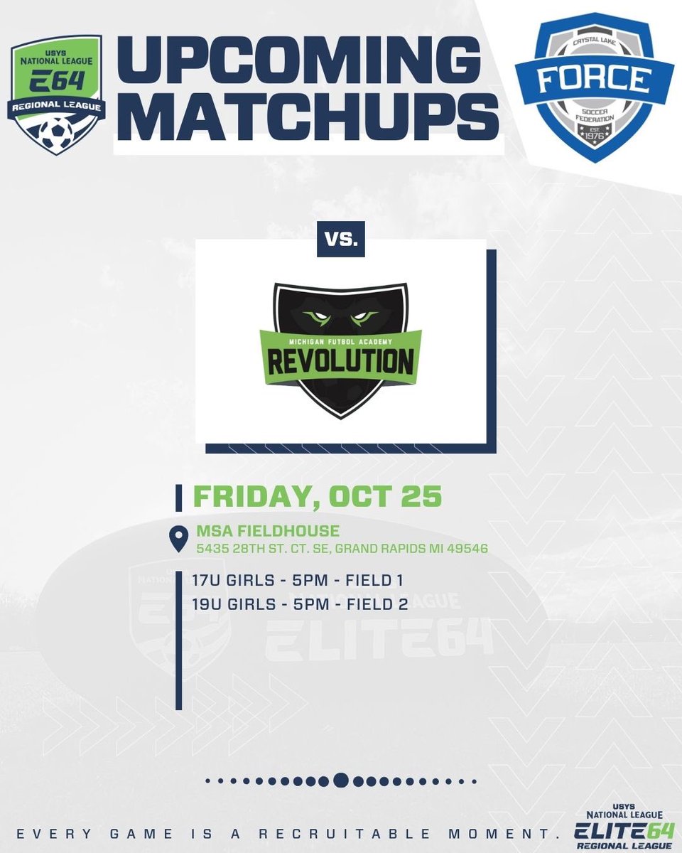 forcefcofficial's tweet photo. A special shoutout to our 2008G and 2006/07G E64 RL who head out a little early to play @michiganfutbolacademy on Friday night! @usyouthsoccer
🔵⚪️🔵⚪️🔵
Good luck, ladies!!
#goforce #e64rl #midwest https://t.co/U5a8OdFgav