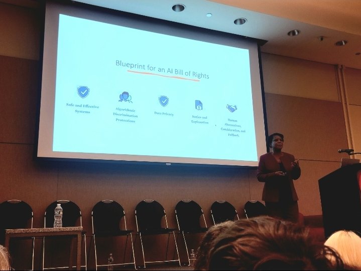 RCGV16's tweet photo. As one of the key people in spearheading the #AI Bill of Rights, Dr. Nelson stressed the importance of equity &amp; data privacy whenever the technology is used. #uicdigital https://t.co/6gQqc43jEB