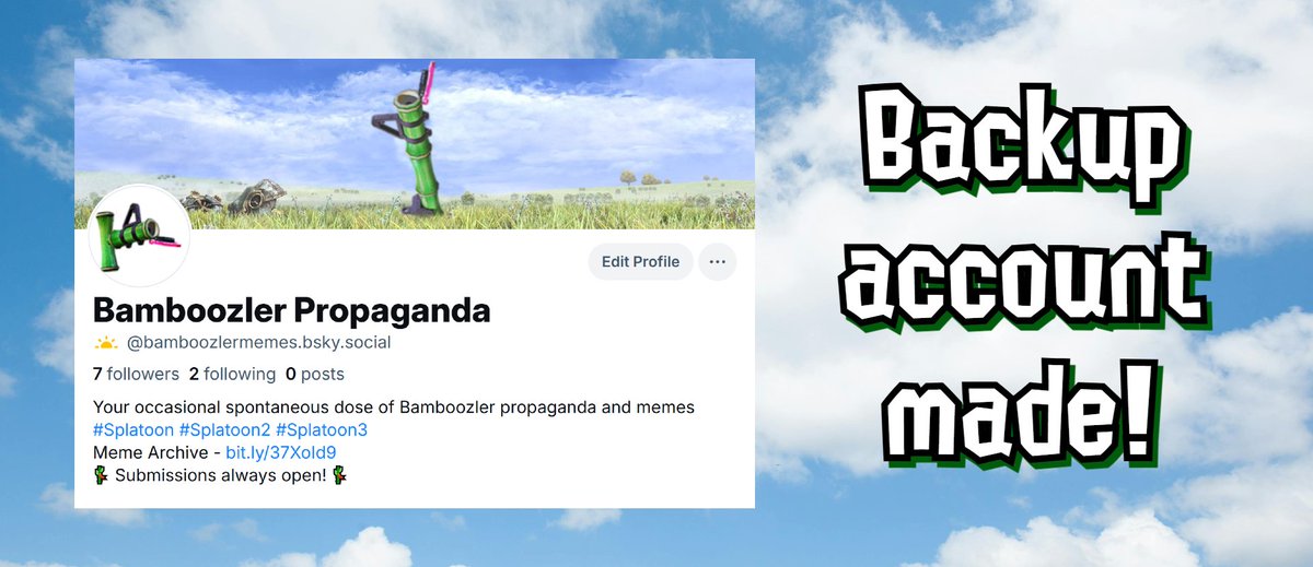 With how a good chunk of the Splatoon community seems to be jumping ship, along with how this site has been changing its interface and policies (especially with DMs), I've decided to make a backup account on 𝚝𝚑𝚎 𝚘𝚝𝚑𝚎𝚛 𝚜𝚒𝚝𝚎!

Go give it a follow!