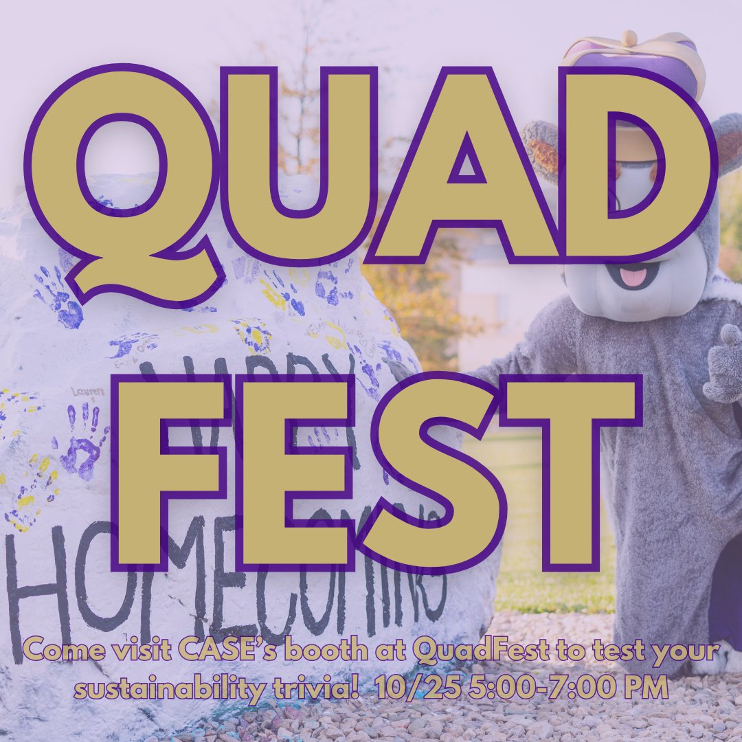 casejmu's tweet photo. Come visit our booth at QuadFest! Show off your sustanability knowledge to earn some cool prizes! #sustainabilityeducation #sustainability #jmuquadfest #jmuhomecoming https://t.co/XwaRIUWu3T