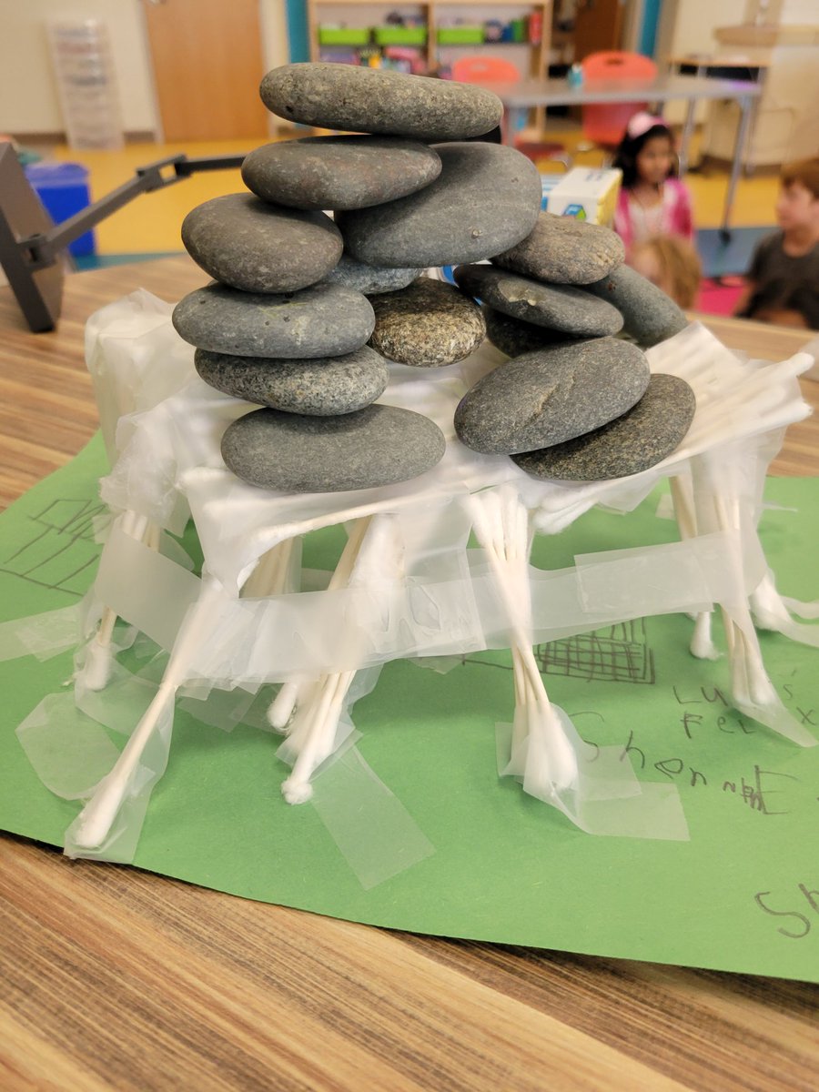 Some of our 1st grade STEAM Challenge rock stars built a "skeleton bridge" using only tape and q-tips that held 17 rocks!
<a href="/AhYoungah76/">Young Ah Rhee</a>