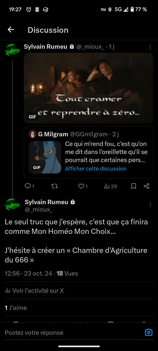 HariboMonChoix's tweet photo. Petite remontée de compte ici, parce que @_mioux_ est désormais cadenassé ad vitam aeternam.

N'ayant pas envie de reprendre une activité sur ce réseau, je vous donne mon idée... Créer un compte de chambre d'agriculture du 666...

Si jamais, pokez moi 😂 https://t.co/9uigisbS5L