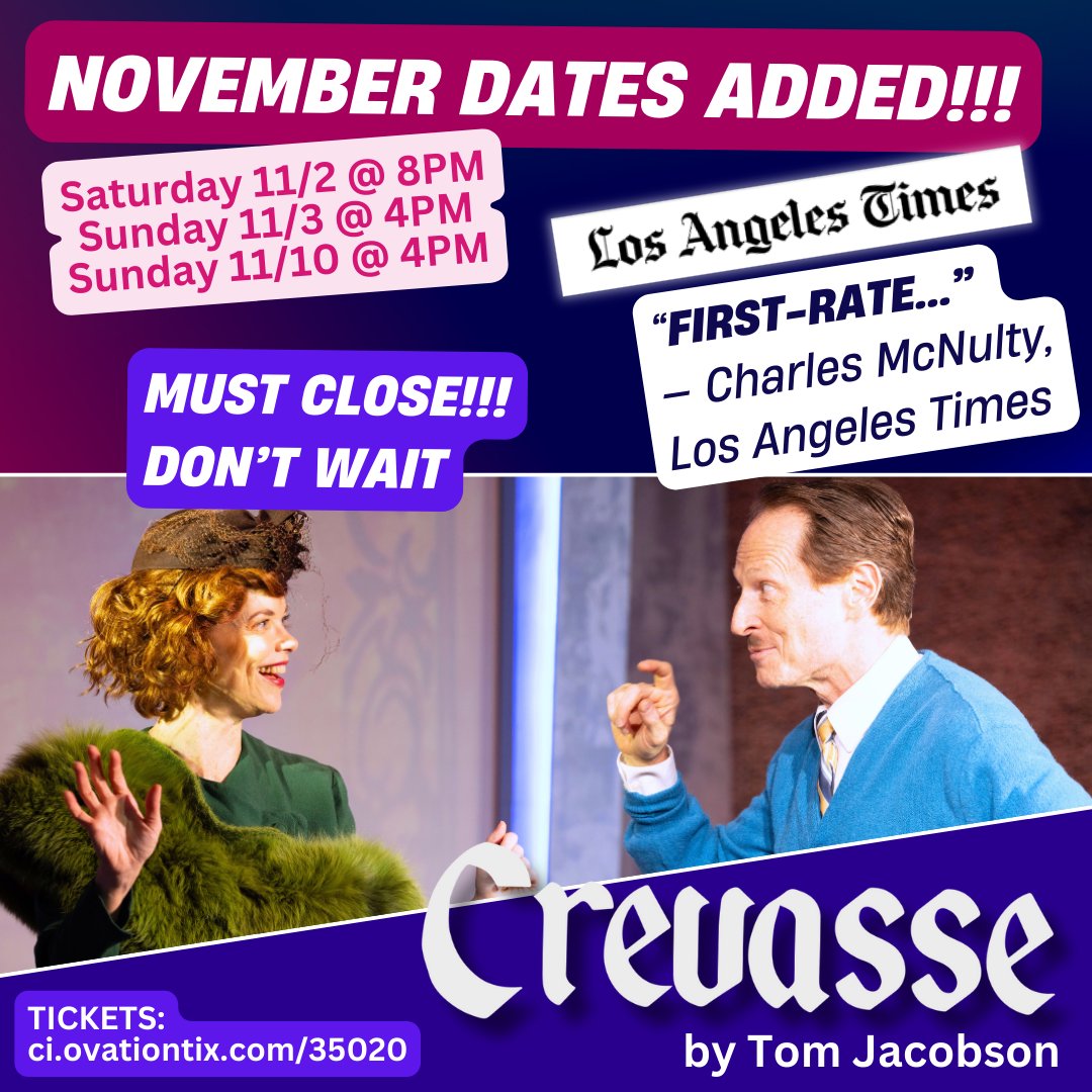 *** NOVEMBER DATES ADDED, BUT MUST CLOSE! ***
We have just added three November performances. Do not miss this critically acclaimed production. This is our final extension.

TICKETS/INFO: sonofsemele.com
TEASER VIDEO: vimeo.com/1005257729?sha…

^^^^^ On sale later today!