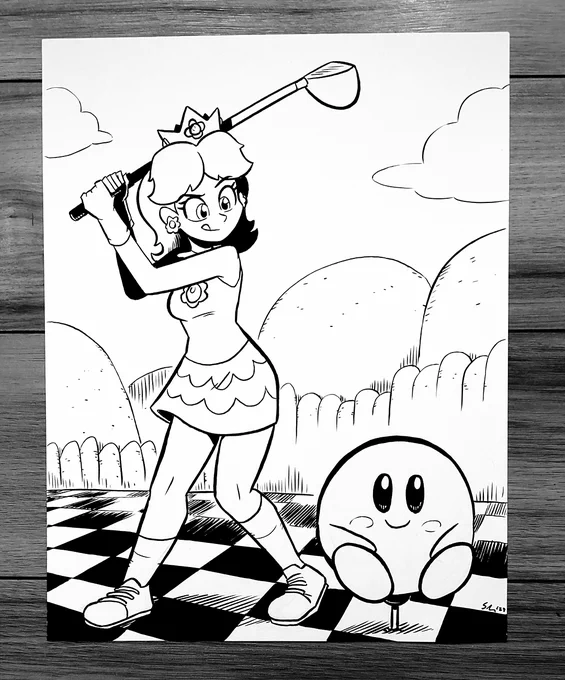 Daisy and Kirby play golf 
