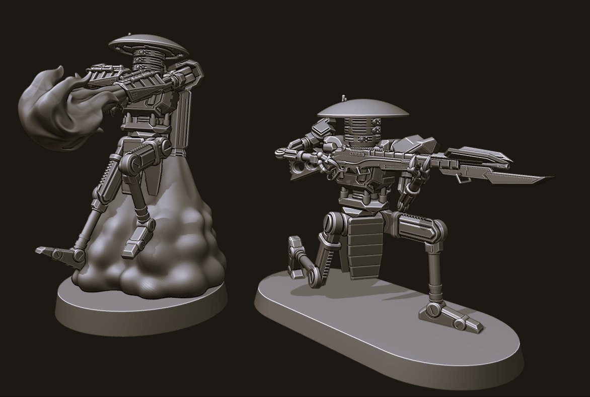 Nemesis droids coming soon...

These two droid will be part of November's tribes release on Myminifactory along with a whole pile of other Quasar goodies.

#3dartwork #3DPrinting #TTRPGs #Wargaming #3dmodeling