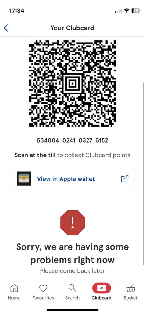 ThomasBroadley's tweet photo. @Tesco Is there an issue with Clubcard Plus? The error below is being shown so the discount could not be applied when paying in store. https://t.co/MZLqXhzBop