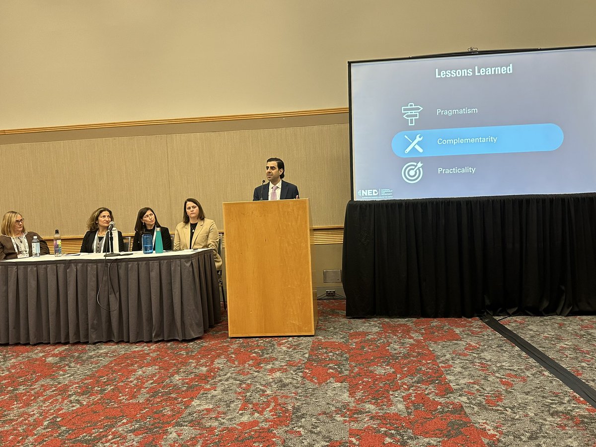 PoliticsDrB's tweet photo. Daniel Pelarz Gomez @NEDemocracy shares lessons learned in #collaboration with partners &amp; grantees at #aea24 on @AeaDrg session on #democracy support https://t.co/dbhcT99Ben