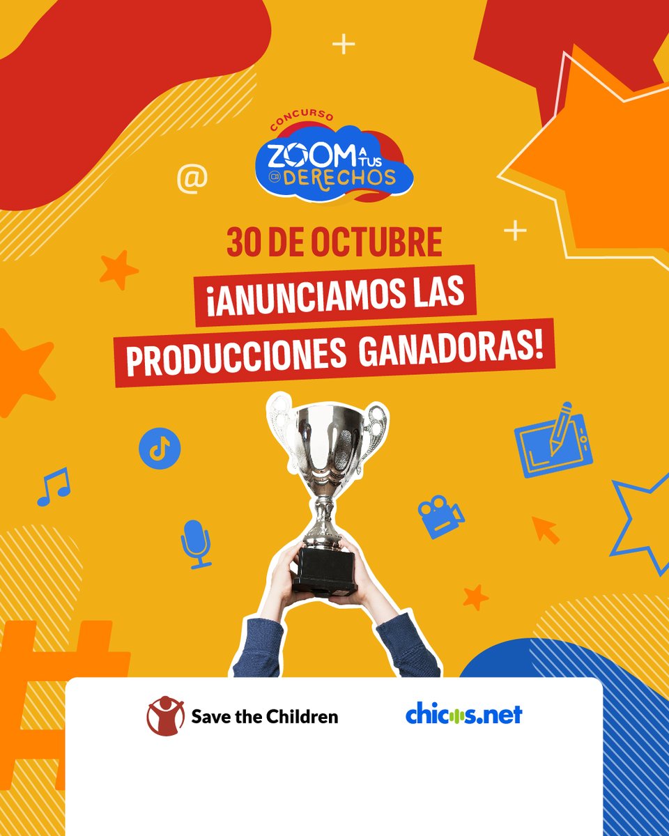 Gran anuncio de ganadores 🏆el 30 de Octubre 🏆
Niños, niñas y adolescentes de Latinoamérica alzaron sus voces para expresar sus opiniones y demandas sobre el mundo digital. 

¡Sus producciones son INCREÍBLES! 🤯No se pierdan la premiación concursozoom.org