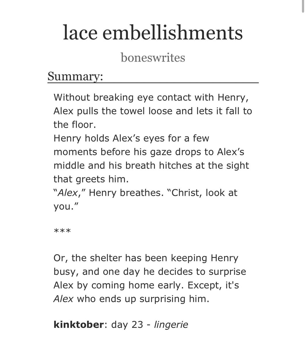 tzpstorrie's tweet photo. new firstprince fic! 

lace embellishments by boneswrites || 3k words || E

— kinktober, lingerie, bottom alex, marking, pov henry, smut, body worship, mirror sex

#firstprincekinktober2024

🔗 https://t.co/plnSD9Lh0s https://t.co/gjOeNhSDUM