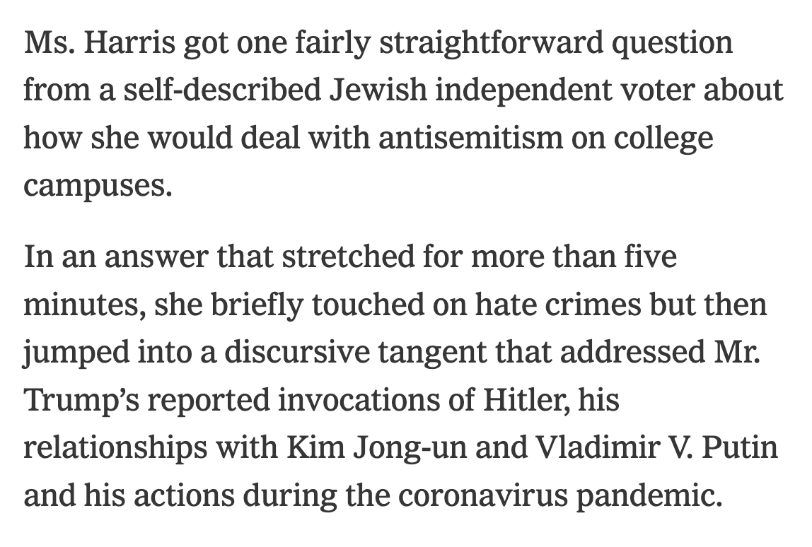 page88's tweet photo. It's not a "discursive tangent" to talk about Hitler when the question is about anti-semitism. In fact, Hitler is kinda the go-to guy on the topic. https://t.co/IJDk8nDNOs
