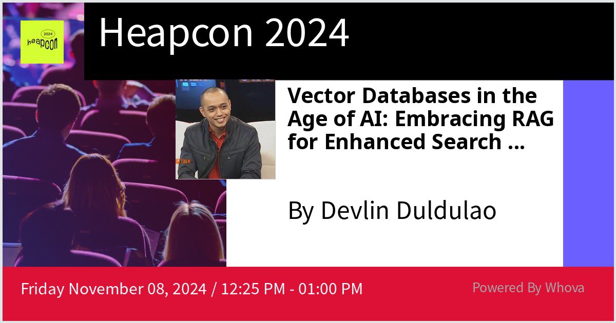 devlinduldulao's tweet photo. I will be in Belgrade. π’ Heapcon 2024 on Nov 07 - 08, 2024. Check out the #Whova Event Platform
https://t.co/EAtd89835I #heapcon2024 #heapspace https://t.co/b4zzcylbbl