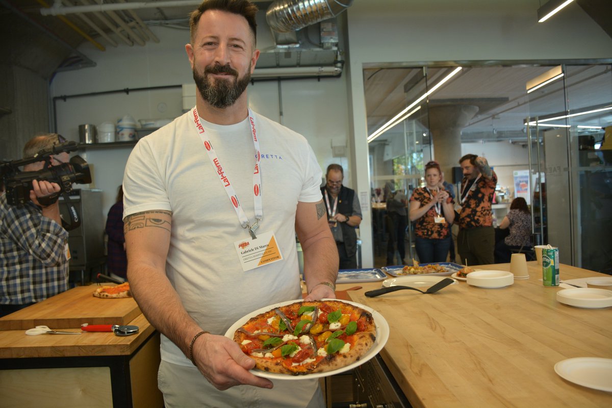 The Canadian Pizza Summit in Toronto hosted 19 chefs making innovative pizzas. Gabriele di Marco of <a href="/orettatoronto/">Oretta</a>  in Toronto earned the grand prize of a trip to compete at Vegas Pizza Expo and a cover story in Canadian Pizza! Congratulations to all! canadianpizzamag.com/gabriele-di-ma…