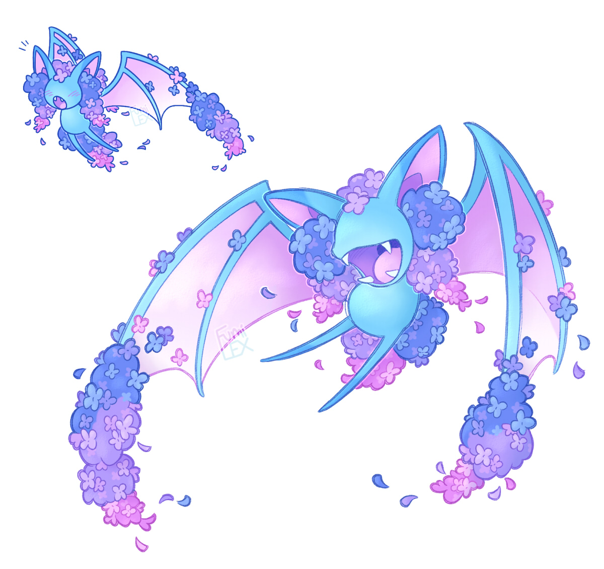 hydrangea themed zubat design that I made for HydrangeaZubat on dA!