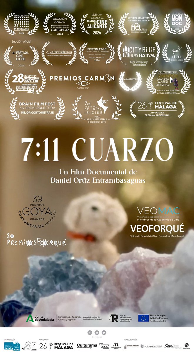 Estimados compañer@s productores y productoras, así como académicas y académicos, y socios de #EGEDA:

📍JUEVES 31 de octubre a las 16:15h se proyecta #711CUARZO en la <a href="/Academiadecine/">Academia de Cine</a> de C/. Zurbano en #Madrid

Ya disponible en #VEOMAC y #VEOFORQUÉ

Gracias x difusión y apoyo 🙏🏻