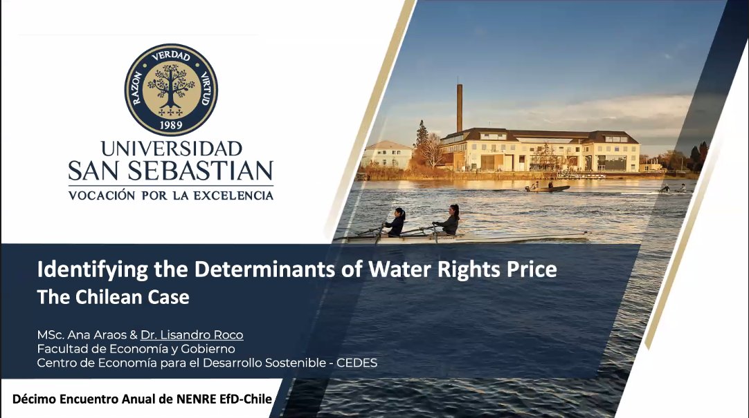 “Identifying the determinants of water rights price: The Chilean case”, investigación de Lisandro Roco (USS) en #NENRE2024