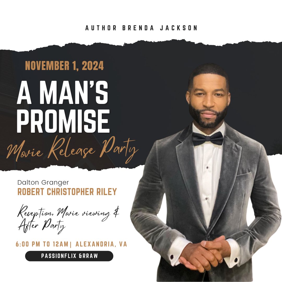 AuthorBJackson's tweet photo. Robert Christopher Riley brings my Dalton Granger to life! 🎬 Meet him with me at our #AMansPromise release party. Nov 1st will be legendary! Tickets: https://t.co/0dzgLaOzVF @PassionFlix @Robrileynyc___ https://t.co/fB0dv9Qji0