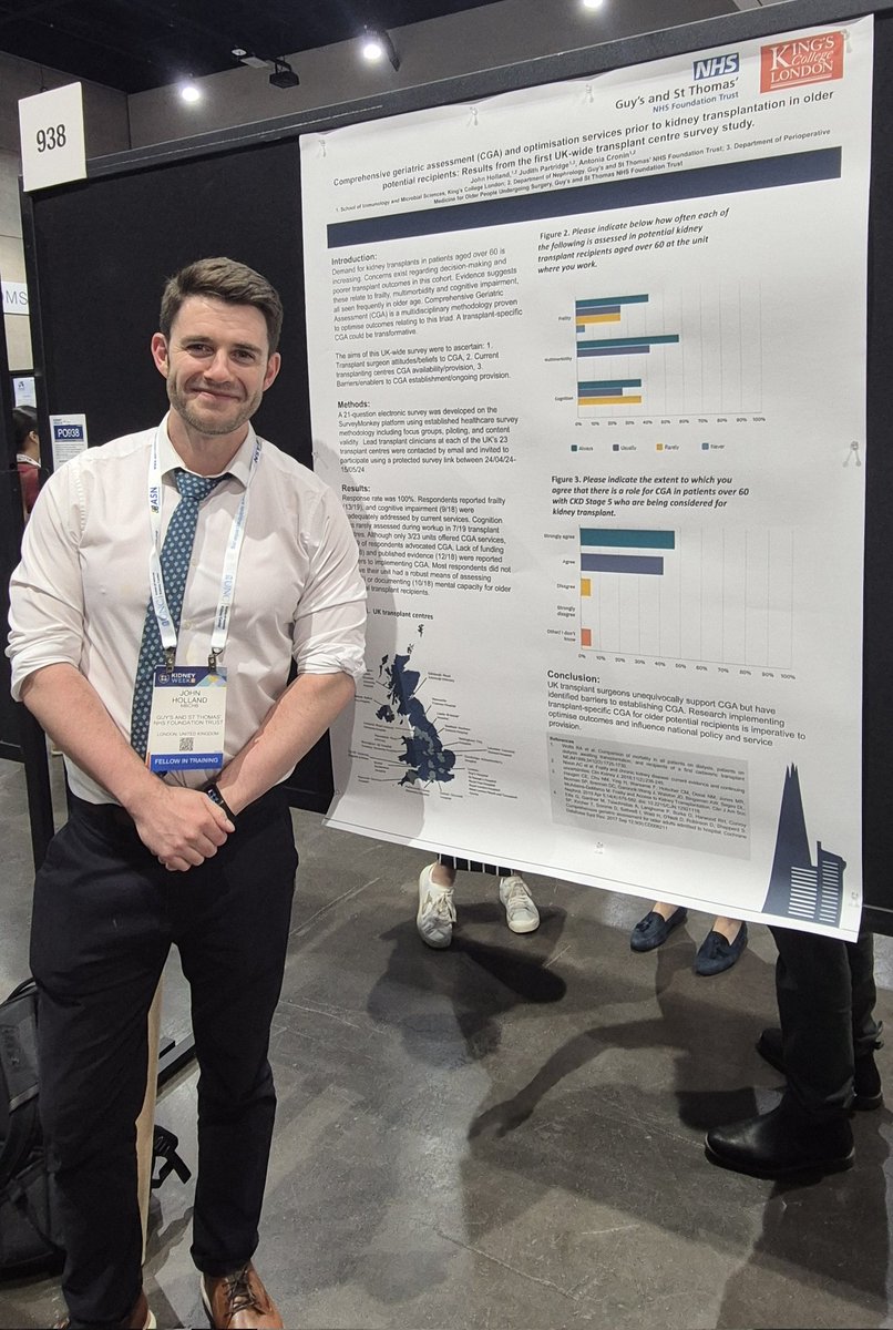 Fantastic initiative by <a href="/john3holland/">John</a> looking at potentially implementing a transplant specific Comprehensive Geriatric Assessment (CGA) to assess frailty and cognition pre-kidney transplants in the UK. Great work John! #Kidneywk