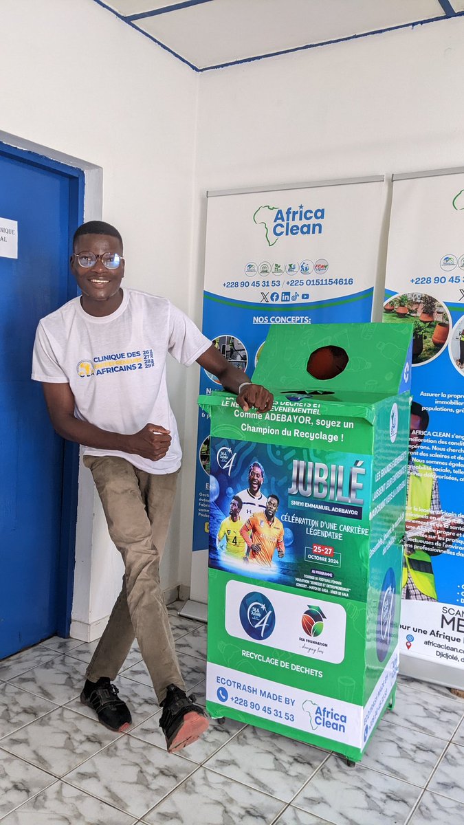 ...JUBILÉ de la Légende

Le message est clair : "COMME ADEBAYOR, SOYEZ UN CHAMPION DU RECYCLAGE" 💯♻️🏆

Ensemble, jouons le match de la durabilité ! ⚽♻️

Nous sommes toujours disponibles pour accompagner vos événements pour une gestion efficace des déchets.
 📲 +228 90453153