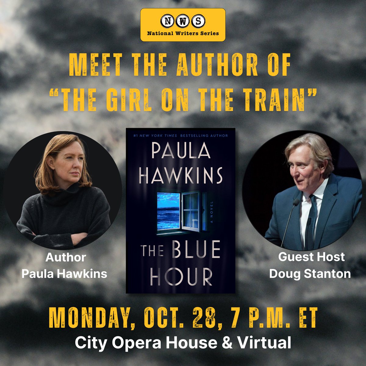 Our upcoming event on Oct. 28 is a VIP Sneak Peek into author Paula Hawkins' news book. That's because NWS is the first stop on her book tour, and guest get a copy of her book ONE DAY before the book is actually published! 

Join us for this spooktacular event about Paula's new
